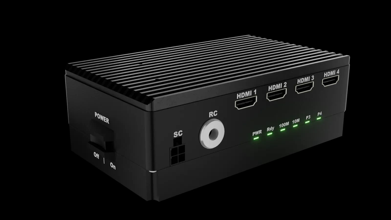 Módulo de control terrestre con cuatro salidas HDMI y entrada RC
